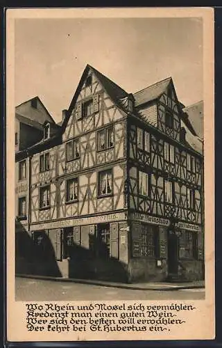 AK Koblenz, Gasthof Zum Hubertus, Florinsmarkt