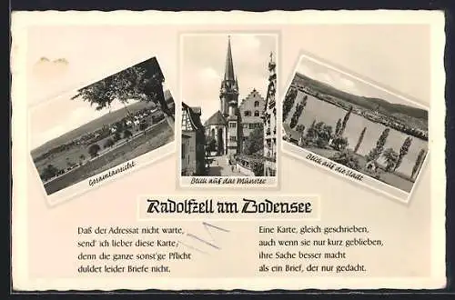AK Radolfzell am Bodensee, Ortsansicht mit Münster, Gedicht