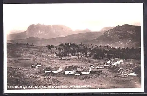 AK Eggenalm am Fellhorn, Ortsansicht mit Kaiser und Unterberghorn