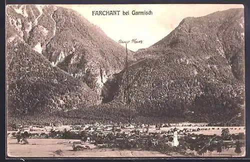 AK Farchant bei Garmisch, Ortsansicht mit Bergpanorama