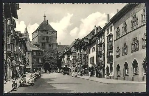 AK Rottweil, Hauptstrasse mit Cafe am Schwarzen Tor