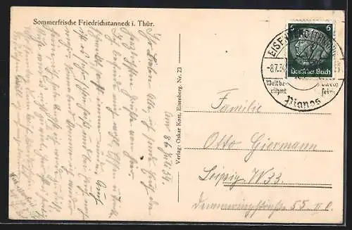 AK Friedrichstanneck i. Thür., Ortspartie mit Parkanlage