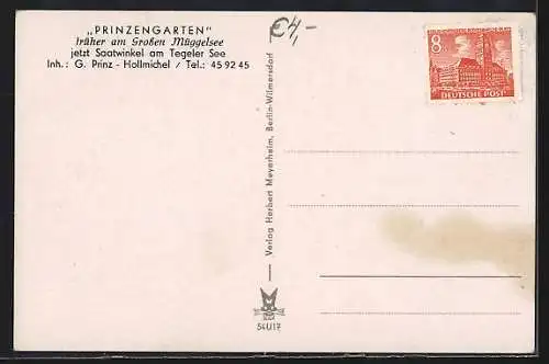 AK Berlin-Tegel, Gasthaus Prinzengarten am Tegeler See