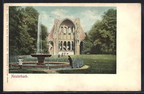 AK Heisterbach, Blick auf den Brunnen mit Ruine