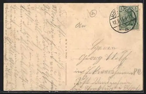 AK Montjoie, Ortsansicht aus der Vogelschau