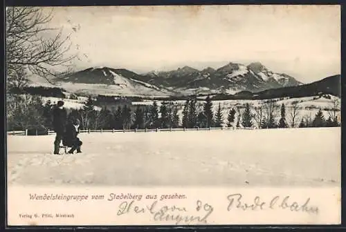 AK Miesbach, Wendelsteingruppe vom Stadelberg aus gesehen