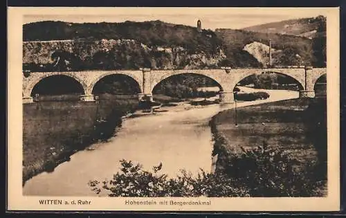 AK Witten a. d. Ruhr, Hohenstein mit Bergerdenkmal