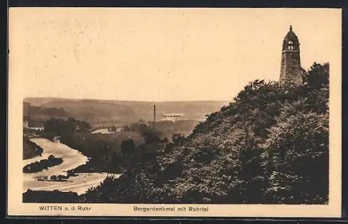 AK Witten a. d. Ruhr, Bergerdenkmal mit Ruhrtal