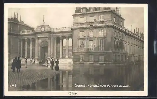 AK Paris, Inondation, Place du Palais Bourbon inondée