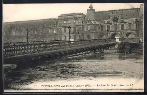 AK Paris, Inondations de 1910, Le Pont des Saints-Pères