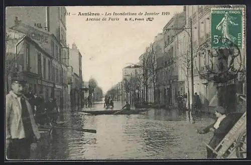 AK Asnières, Les Inondations de Janvier 1910, Avenue de Paris