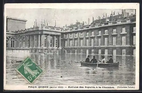 AK Paris, Arrivée des Députés à la Chambre lors de l`inondation de janvier 1910