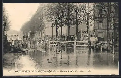 AK Paris, Inondations de janvier 1910, Boulevard Saint-Germain