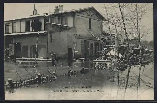 AK Joinville-le-Pont, Crue de la Marne, Bords de la Marne