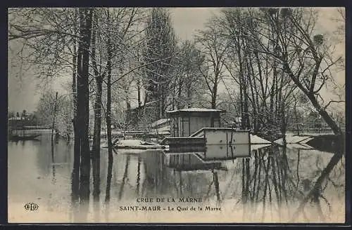 AK Saint-Maur, Crue de la Marne, Le Quai de la Marne