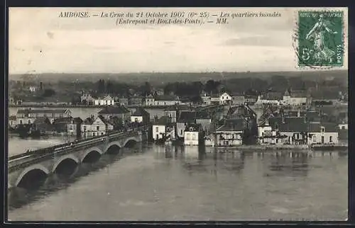 AK Amboise, La Crue du 21 Octobre 1907, quartiers inondés (Entrepont et Bout-des-Ponts)