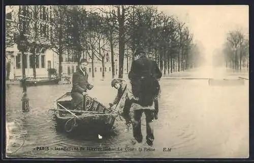 AK Paris, Inondations de janvier 1910, Le Cours la Reine