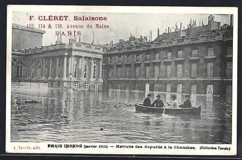 AK Paris, Arrivée des Députés à la Chambre pendant l`inondation de janvier 1910