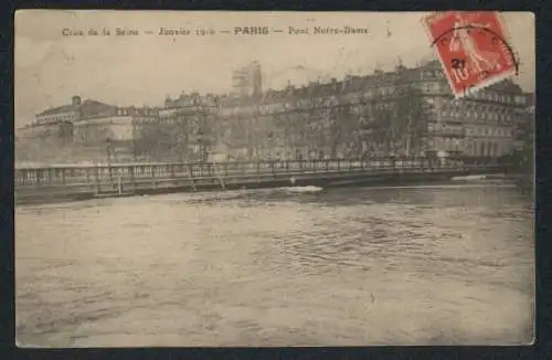 AK Paris, Inondation 1910, Pont Notre-Dame