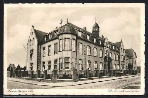 AK Lampertheim a. Rh., St. Marienkrankenhaus mit Strassenpartie