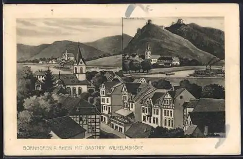 Künstler-AK Bornhofen a. Rhein, Gasthof zur Wilhelmshöhe und Umgebung, Bes. Andreas Kup