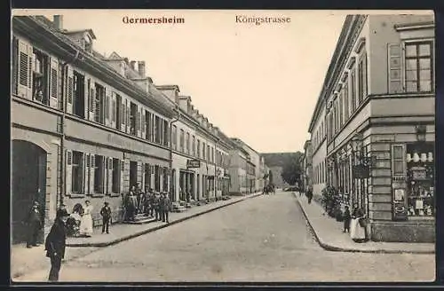 AK Germersheim, Gasthaus zum grünen Baum und Friseur in der Königstrasse