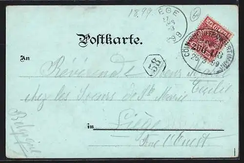 Lithographie Wiesbaden, Neroberg, Rathaus, Griech. Kapelle