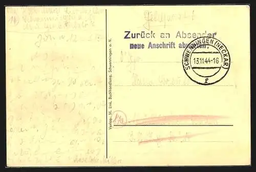 AK Schwenningen a. N., Hindenburgstrasse mit Postamt