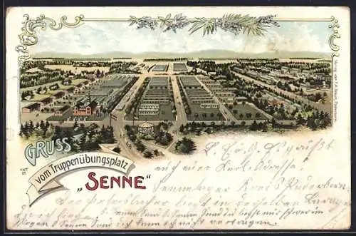 Lithographie Senne, Truppenübungsplatz, Gesamtansicht