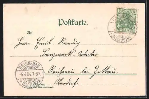 AK Lichtenwalde /Zschopauthal, Blick auf das Schloss, Passepartout mit Teich und Schilf