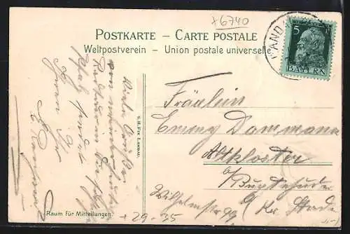 Passepartout-Lithographie Landau / Pfalz, Markt & Strasse, Westpark im Kleeblatt