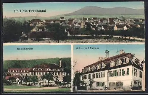 AK Freudental, Erholungsheim, Schul- und Rathaus