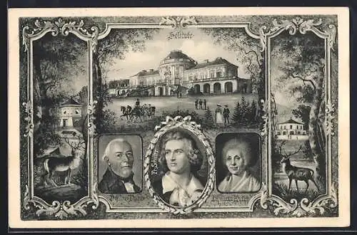 AK Stuttgart, K. Lustschloss Solitude, Schiller