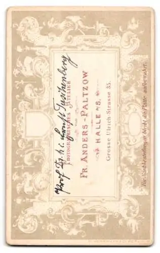 Fotografie Fr. Anders-Paltzow, Halle / Saale, Portrait Prof. Dr. h.c. Ernst Ludwig Taschenberg dt. Entomologe