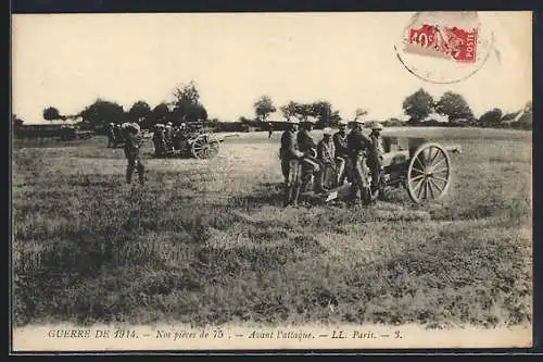 AK Französische Soldaten mit Geschützen in Feuerstellung
