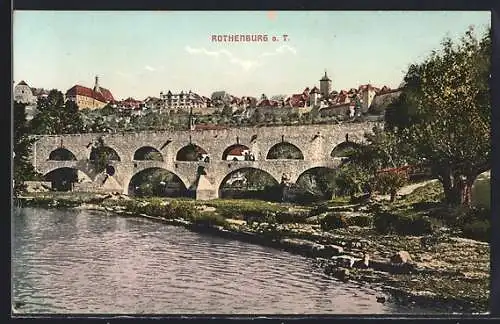 AK Rothenburg o. T., Teilansicht mit Brücke