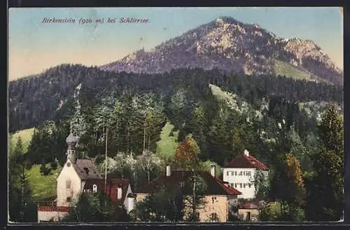 AK Birkenstein bei Schliersee, Ortsansicht mit Bergen