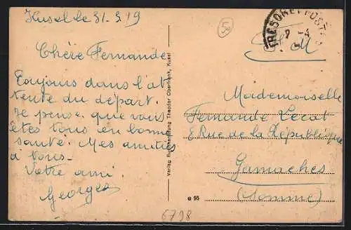 AK Kusel, Ortsansicht mit Hügeln der Umgebung