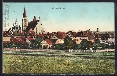 AK Ansbach i. B., Ortsansicht mit Wiese