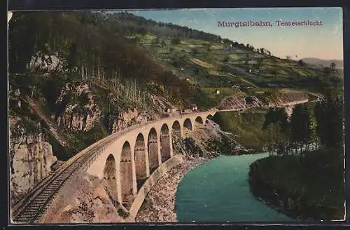 AK Tennetschlucht /Murgtal, Murgtalbahn-Viadukt mit Umgebung