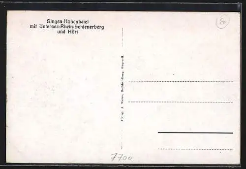 Künstler-AK Singen-Hohentwiel, Schematische Ansicht mit Untersee-Rhein-Schienerberg und Höri