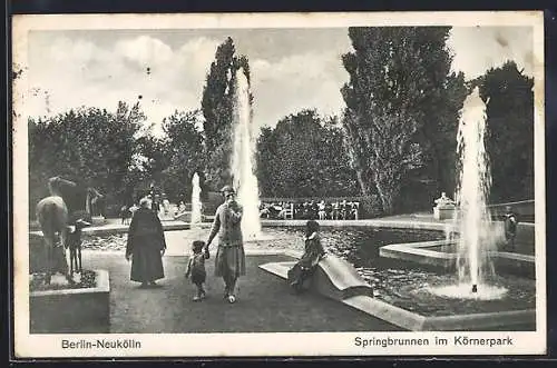 AK Berlin-Neukölln, Springbrunnen im Körnerpark