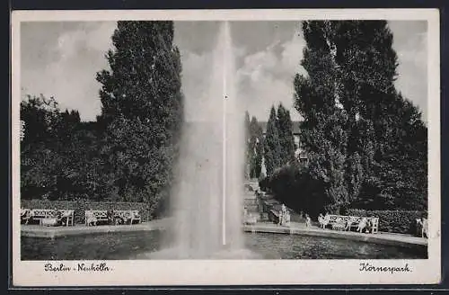 AK Berlin-Neukölln, Springbrunnen im Körnerpark