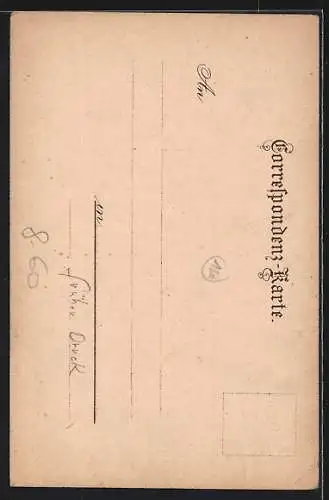 Lithographie Page des Hotels Adler mit Schild, Neujahrsgruss