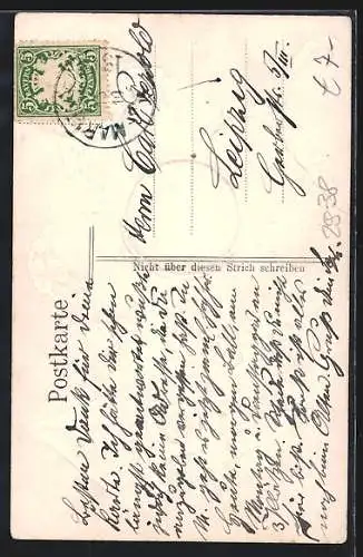 Foto-Collage-AK Mädchenportrait im Glückskleeblatt, Hufeisen