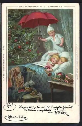 AK Das Märchen vom Sandmann, schlafende Kinder