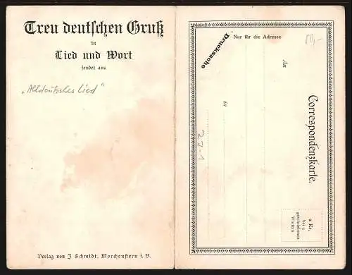 Klapp-AK Alldeutsches Lied, Gedicht v. J. Diehl, Musik J. Schmidt, Text und Noten für Gesang u. Klavier
