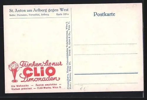 AK St. Anton am Arlberg, Ortsansicht gegen West bei Schnee