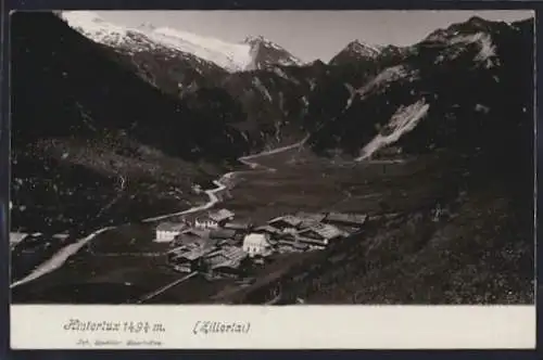 AK Hintertux /Zillertal, Ortsansicht mit Bergpanorama