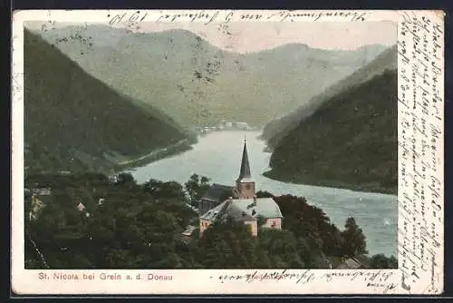 AK St. Nikola an der Donau, Teilansicht des Ortes